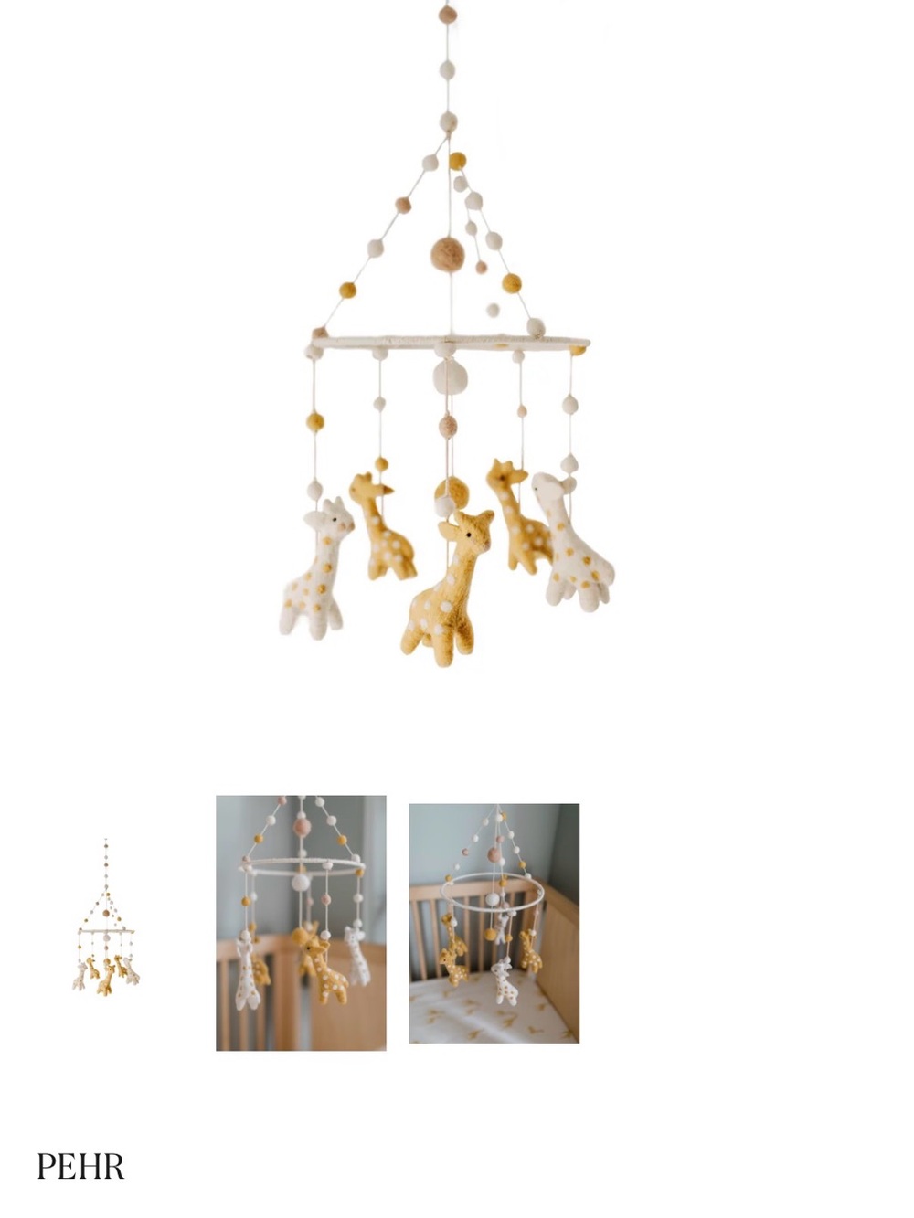 PEHR Giraffe Hanging Mobile - Plush Nursery Decor